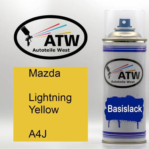 Mazda, Lightning Yellow, A4J: 400ml Sprühdose, von ATW Autoteile West.